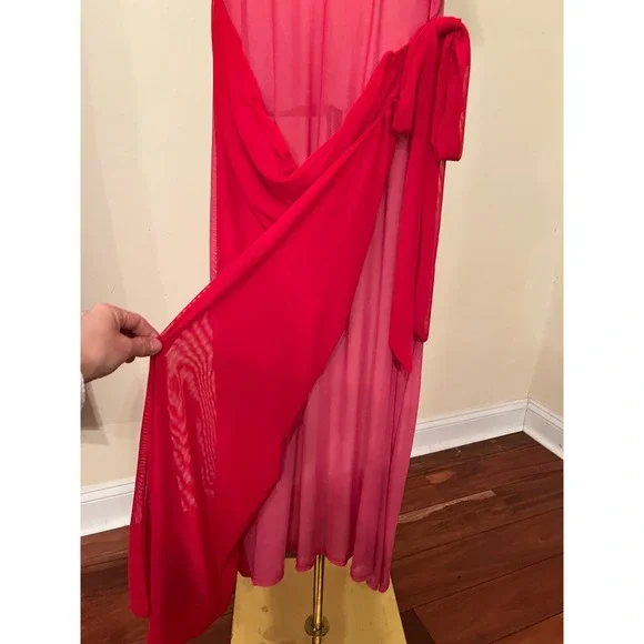 NWT Never Fully Dressed Ella Wrap Dress Pink Red One Shoulder US 18 - Picture 7 of 8